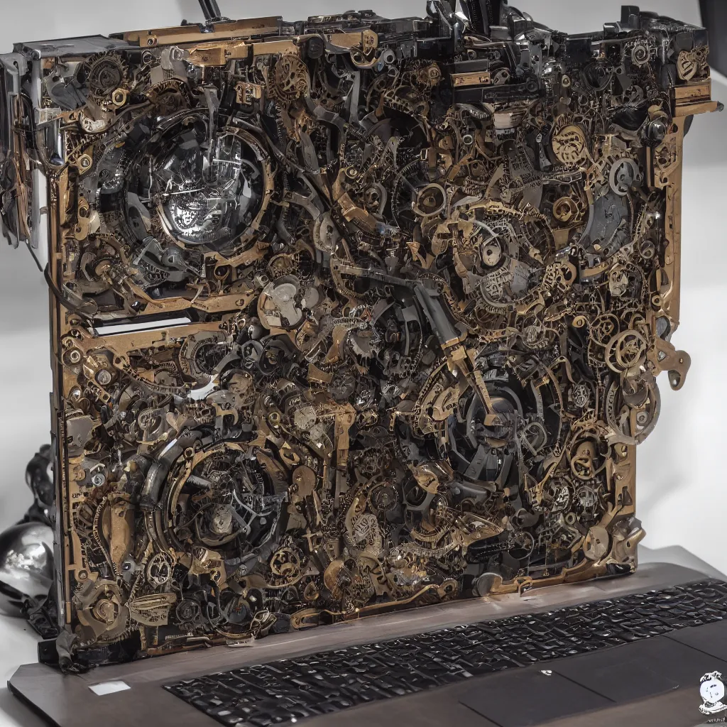 Prompt: a steampunk designed laptop, studio photo, ultra high detailed 4k