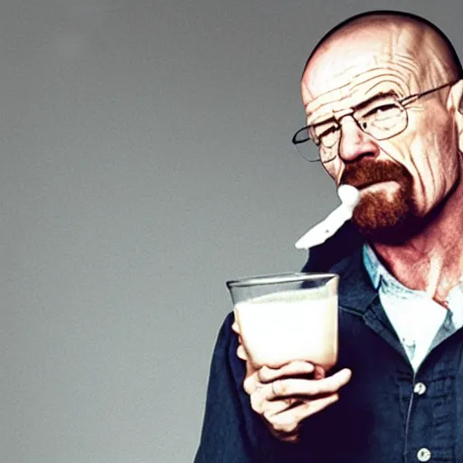 Image similar to walter white drinking milk