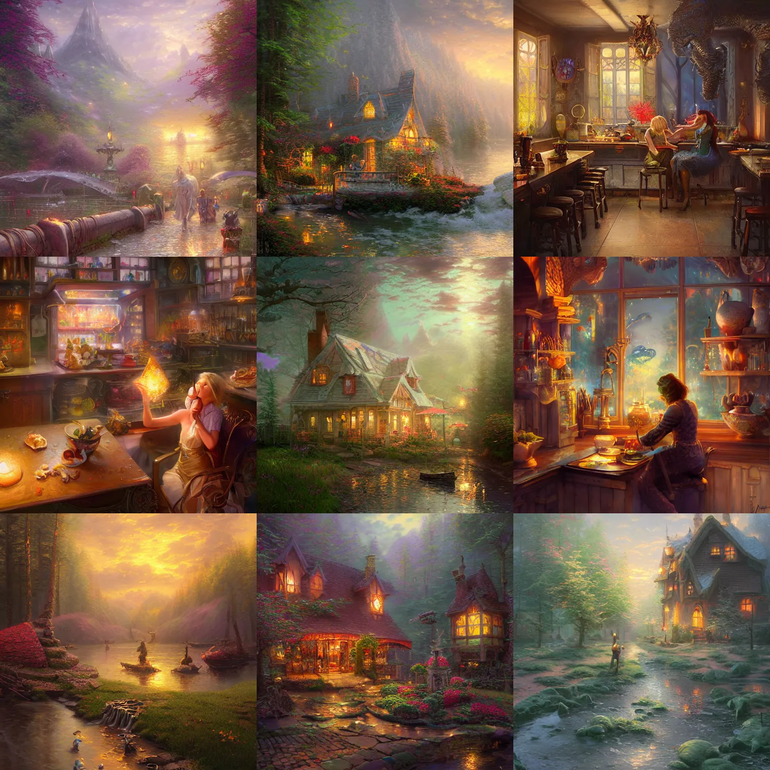 Prompt: fantasy food, fantasy art, fantasy, food focus, magic, highly detailed, by thomas kinkade, by alvar aalto, by wlop,