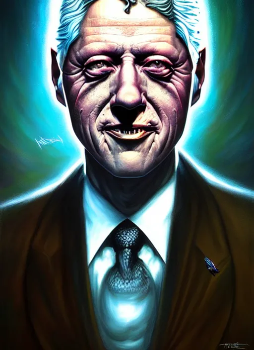 Prompt: lovecraft biopunk portrait of president bill clinton by tomasz alen kopera and peter mohrbacher