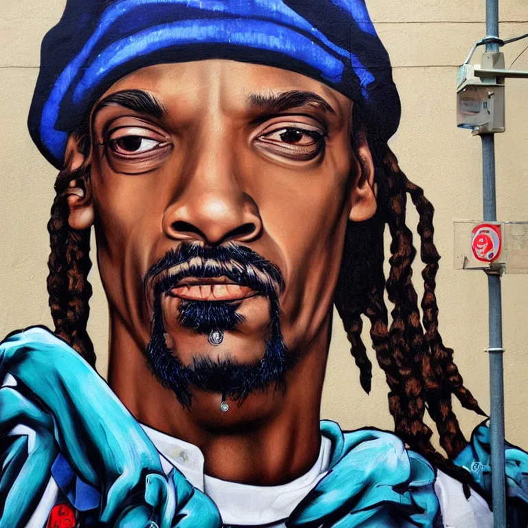 Image similar to Street-art portrait of Snoop Dog in style of Etam Cru, photorealism