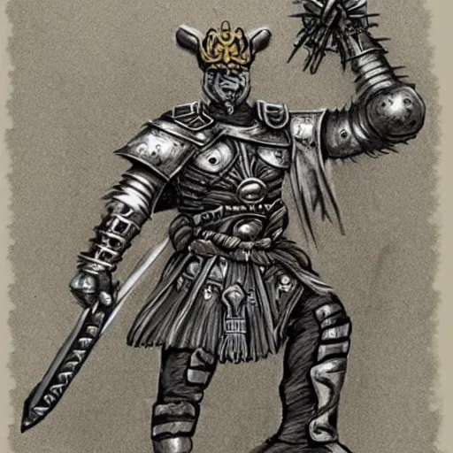 Image similar to a kislev warrior who is wearing iron gauntlets in the shape of bear claws in the style of warhammer fantasy : : head and shoulders drawing