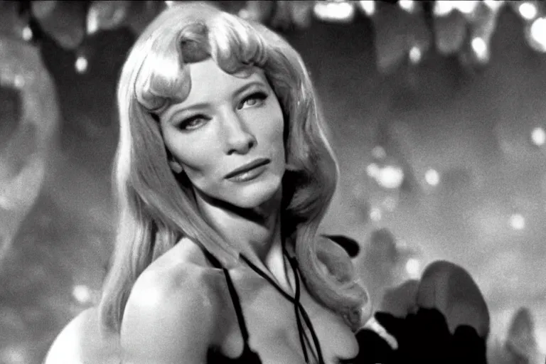 Image similar to cate blanchett in barbarella (1968), movie still