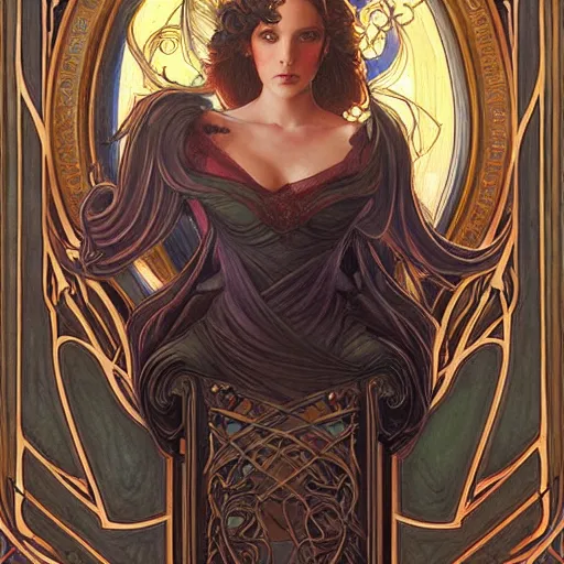 Image similar to an art nouveau painting in the style of donato giancola, and in the style of charlie bowater, and in the style of claudio errico. symmetry, smooth, sharp focus, semi - realism, intricate detail.