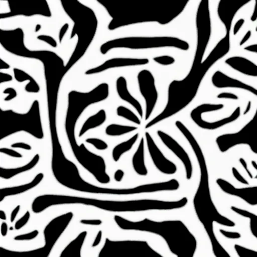 Prompt: abstract plant design digital artwork monochromatic black and white