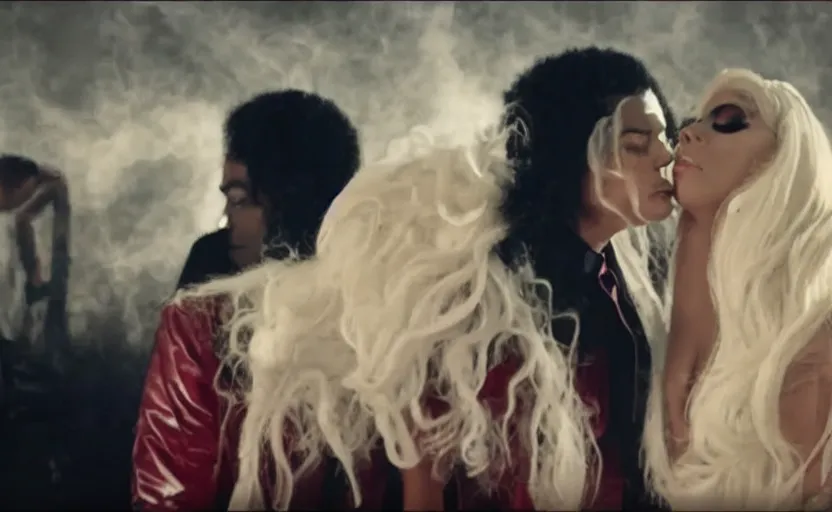 Image similar to lady gaga and michael jackson geometric music video