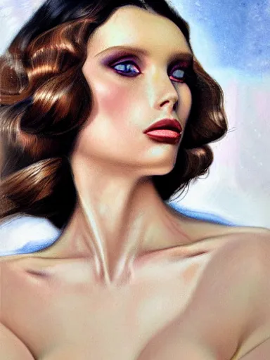 Prompt: portrait of abbey lee by luis falero