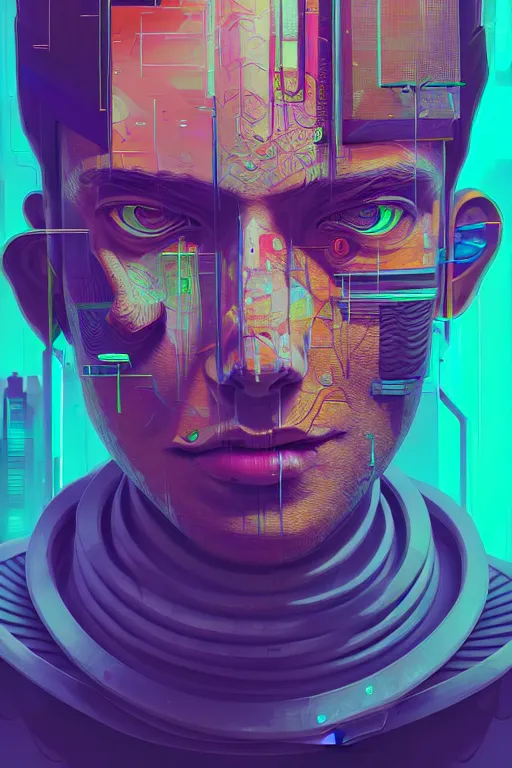 Image similar to abstract portrait, cyberpunk art, floating detailes, very detailed face, leaves by miyazaki, colorful palette illustration, kenneth blom, mental alchemy, james jean, pablo amaringo, naudline pierre, contemporary art, hyper detailed