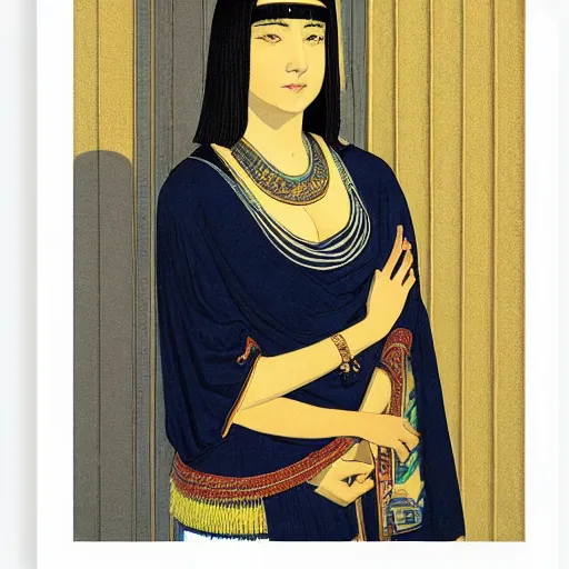 Image similar to portrait of cleopatra, by hasui kawase