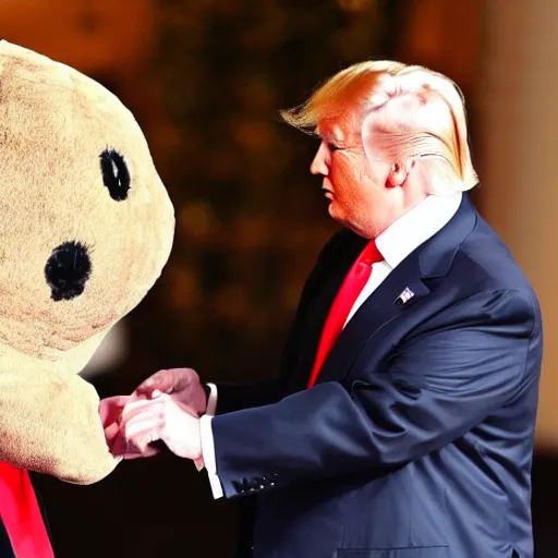 Image similar to donald trump putting on a furry suit