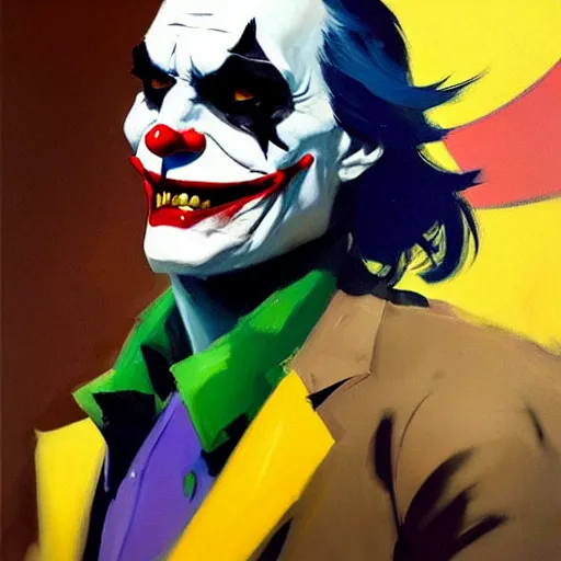 Prompt: Greg Manchess portrait painting of The Joker as Overwatch character, medium shot, asymmetrical, profile picture, Organic Painting, sunny day, Matte Painting, bold shapes, hard edges, street art, trending on artstation, by Huang Guangjian and Gil Elvgren and Sachin Teng