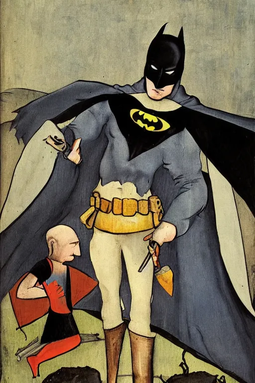 Batman painted by Hieronymous Bosch | Stable Diffusion | OpenArt
