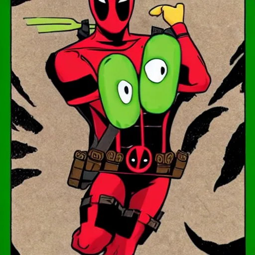 Prompt: deadpool as a pickle