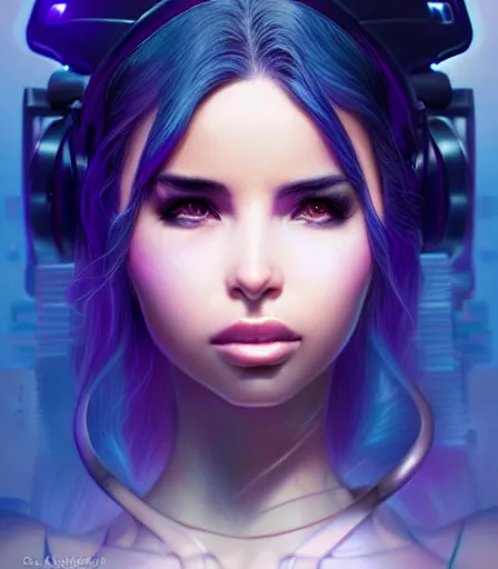 Prompt: beautiful portrait of a cyberpunk goddess who looks like Demi Rose , character design by charlie bowater, ross tran, artgerm, and makoto shinkai, detailed, soft lighting, rendered in octane