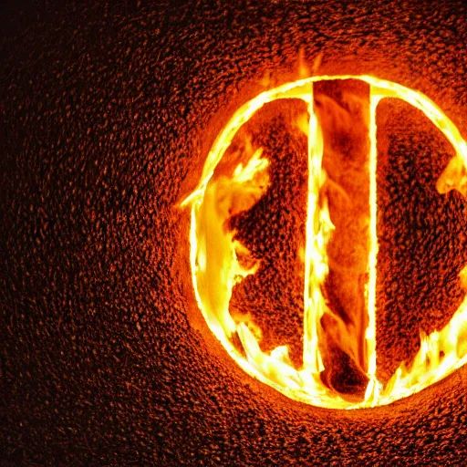 Image similar to fire peace sign, photography, highly detailed, high quality, 8 k, soft lighting,