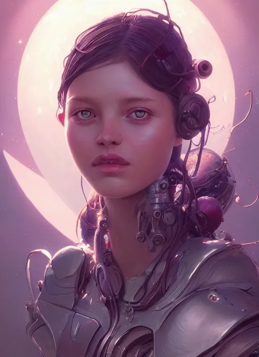 Image similar to highly detailed portrait of an alien girl, stephen bliss, unreal engine, fantasy art by greg rutkowski, loish, rhads, ferdinand knab, makoto shinkai and lois van baarle, ilya kuvshinov, rossdraws, tom bagshaw, alphonse mucha, global illumination, radiant light, detailed and intricate environment