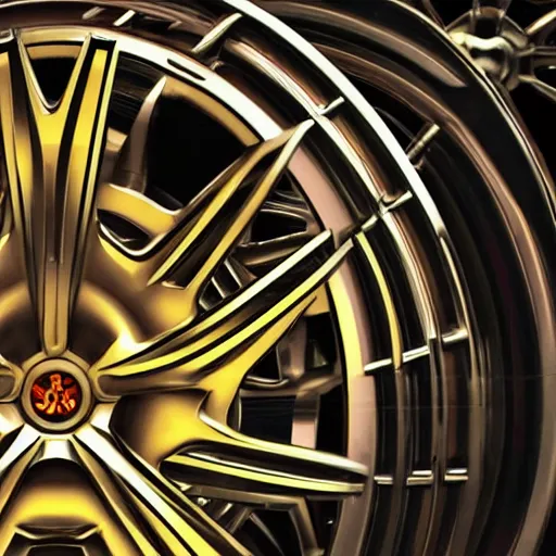 Image similar to four intersecting wheels with eyes all around the rims, hyper realistic, 4 k