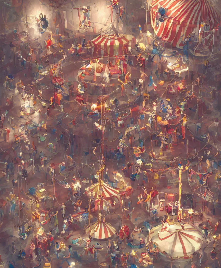 Image similar to welcome to the circus, digital painting, artstation, illustration