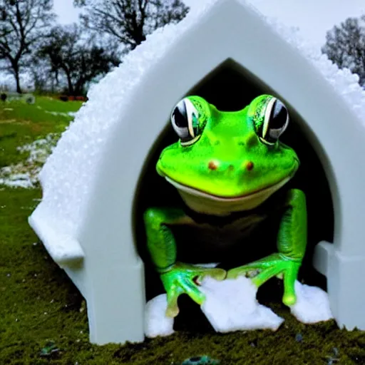 Prompt: frog on igloo