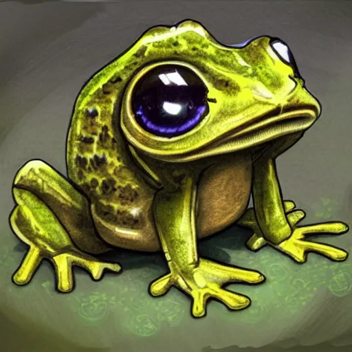 Image similar to Dandelion frog monster, semi realistic, anime art style, trending on art station