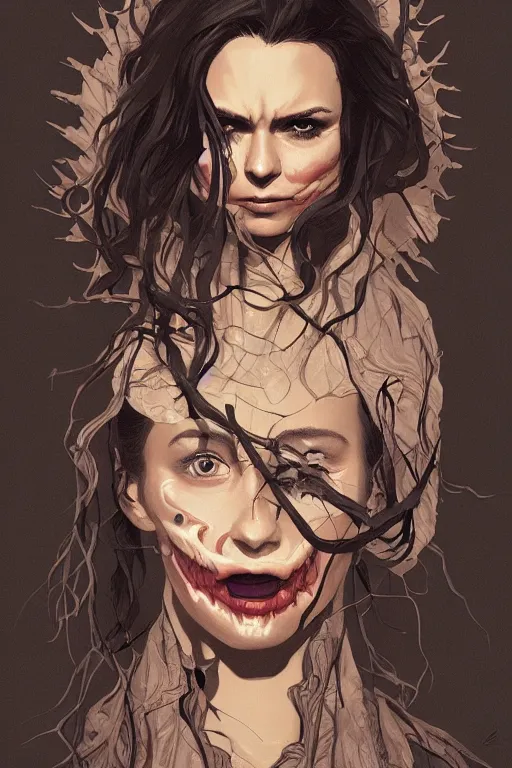 Image similar to nina dobrev in sleepy hollow, full body, big two toned eyes, teeth gritted, horror, intricate details, cinematic, epic, realistic, anatomy, tomer hanuka, uplight, artstation, photorealistic, scary