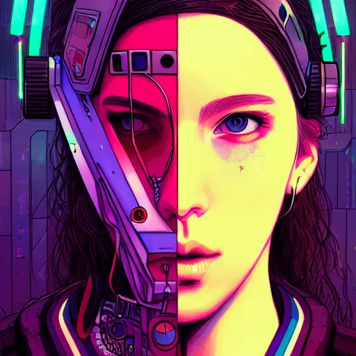 Image similar to portrait painting of a cyberpunk olivia hye hacker, sharp focus, award - winning, trending on artstation, masterpiece, highly detailed, intricate. art by josan gonzales and moebius and deathburger