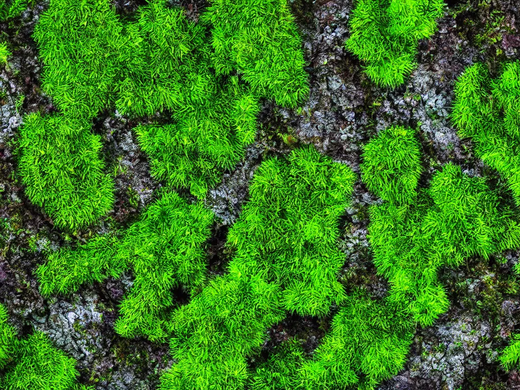 Prompt: a photorealistic painting with clouse-up moss, flora world, macro world