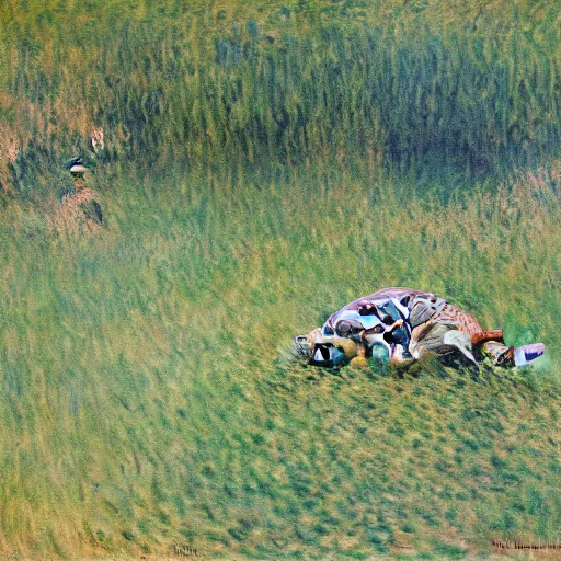 Image similar to tortoises using heavy artillery by claude monet