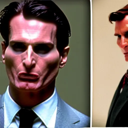 Image similar to patrick bateman as a giga chad