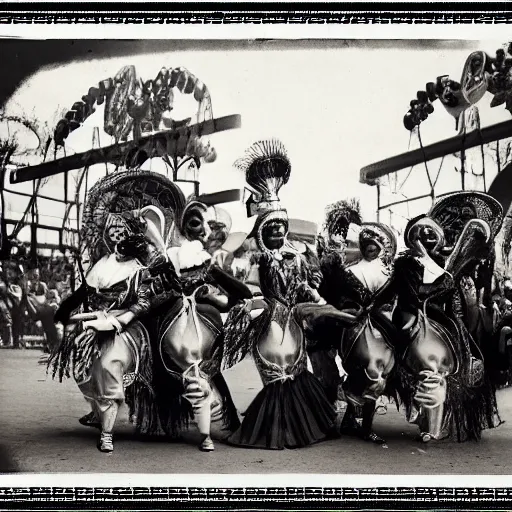 Image similar to carnival performers, eerie, black and white photo, historic, realistic, highly detailed, 1 8 0 0 s