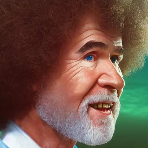 Prompt: Bob Ross as a piranha, cinematic, photography, high resolution 8k,