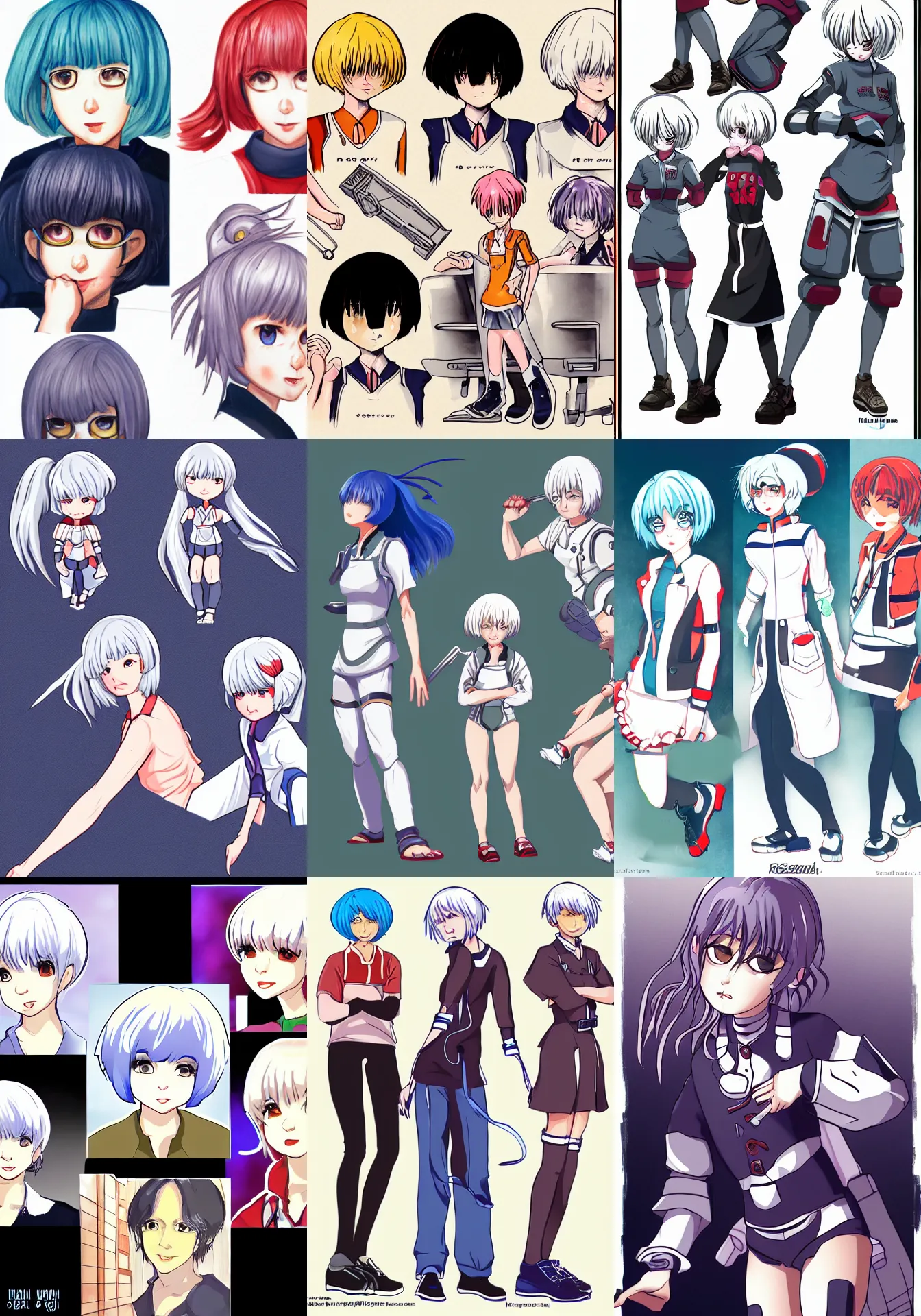 Prompt: character illustrations of rei ayanami, foot, navek, face