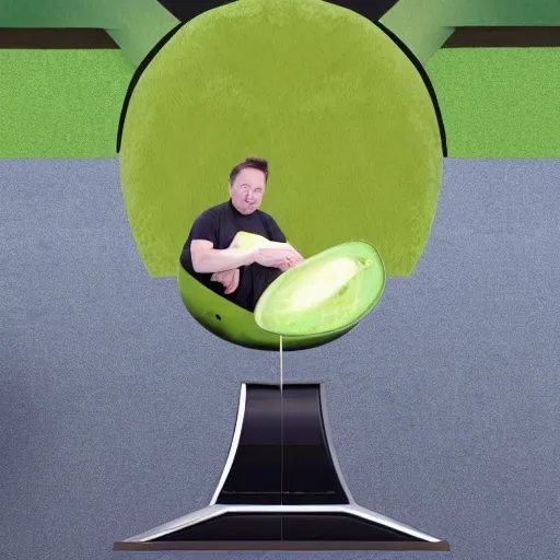 Image similar to elon musk as an avocado chair