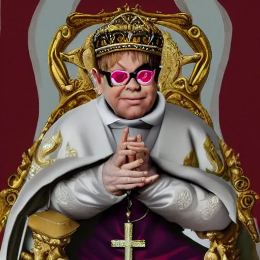 Image similar to Elton John as the pope in renaissance style