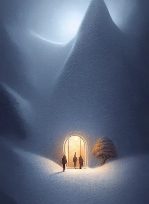 Image similar to winter evenings in the low - poly hills, diffuse lighting, intricate, surrealism!!!!!!!, highly detailed, lifelike, photorealistic, digital painting, artstation, illustration, surreal concept art, smooth, sharp focus, by greg rutkowski, chris tulloch mccabe, valentina remenar and asher duran,