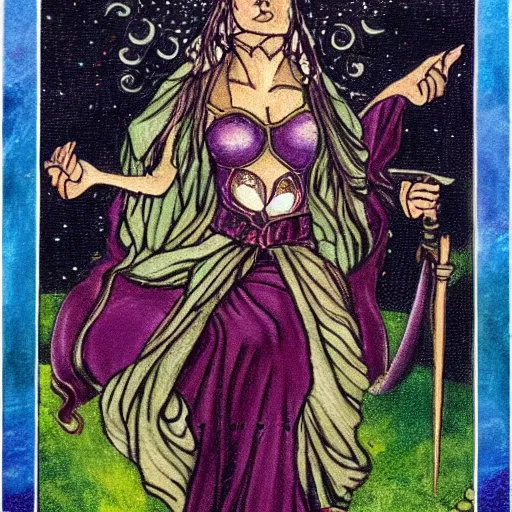 Image similar to Fantasy art depiction of the queen of wands tarot card