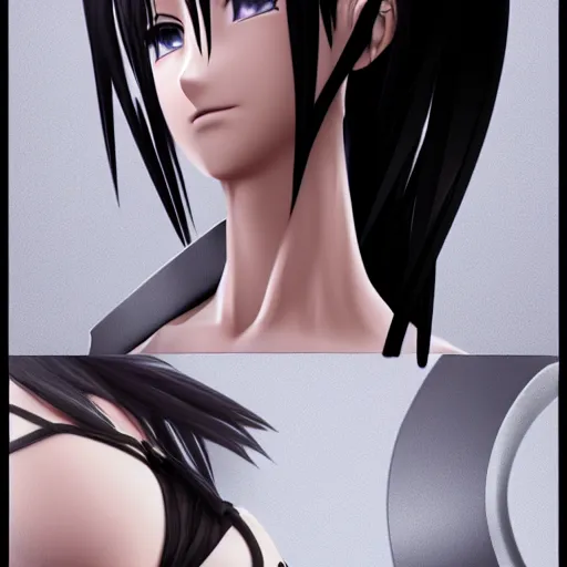 Image similar to head and body of tifa lockhart from final fantasy vii, highly detailed, anime style