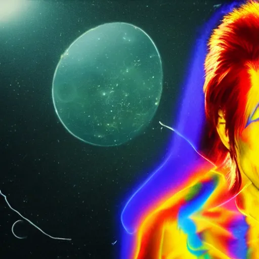 Image similar to ziggy stardust from mars anamorphic illusion 4 k in the style of edgar mueller