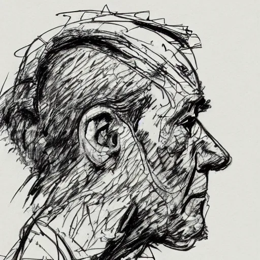 Image similar to a realistic yet scraggly portrait sketch of the side profile of a stern and sophisticated the scout, trending on artstation, intricate details, in the style of frank auerbach, in the style of sergio aragones, in the style of martin ansin, in the style of david aja, in the style of mattias adolfsson