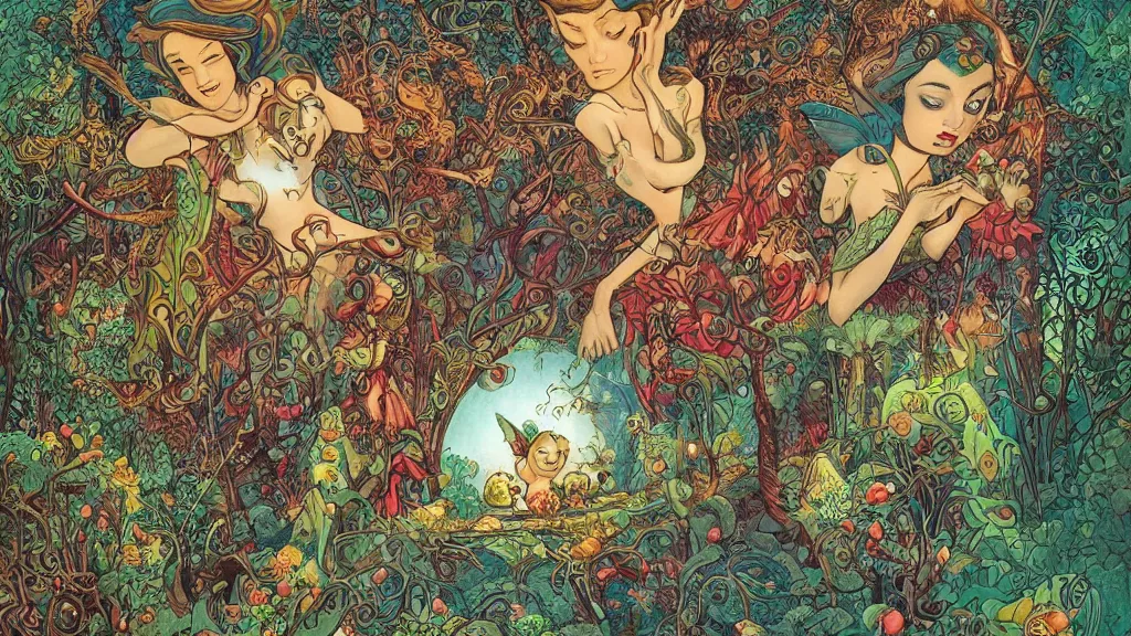 Image similar to a whimsical fairyland, by asaf hanuka, by karol bak, by tony diterlizzi, colored pencil,