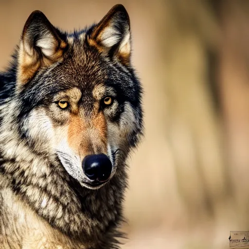 Prompt: professional photograph of a deep brown and gray wolf, high quality, hd, 8 k, 4 k, magnificent, award - winning, nature, nature photography, awe - inspiring, highly detailed, amazing