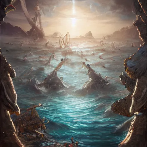 Image similar to merfolk future advanced civilization, trending on artstation, ultra fine detailed, hyper detailed, hd, concept art, d & d style