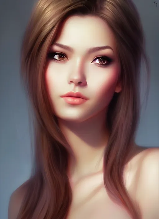 Prompt: a portrait of a pretty young lady by artgerm