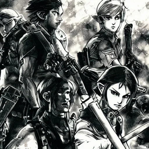 Image similar to legend of zelda in resident evil by yoji shinkawa