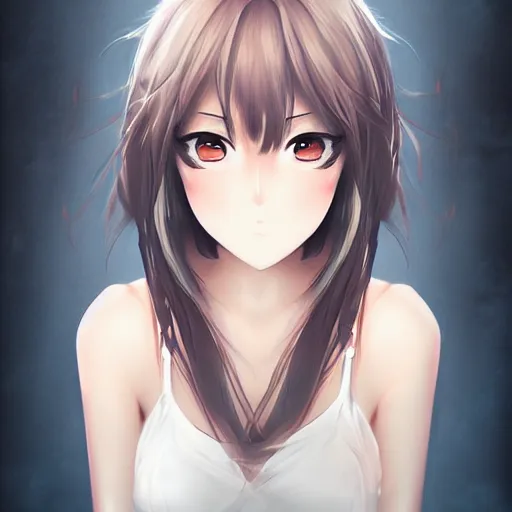 Image similar to pretty anime woman headshot, portrait, drawn by WLOP