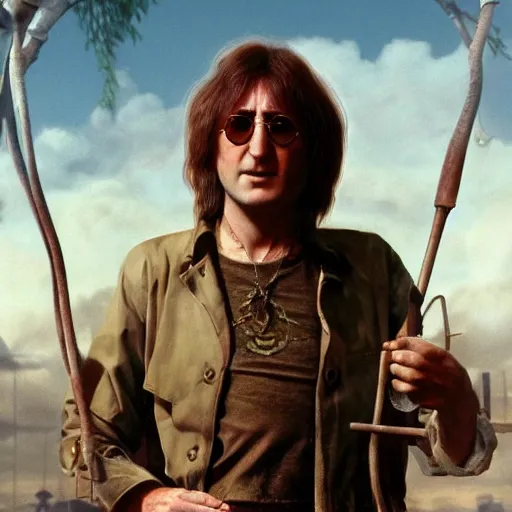 Prompt: john lennon as mickey knox in natural born killers, ultra realistic, concept art, intricate details, highly detailed, photorealistic, octane render, 8 k, unreal engine, art by frank frazetta, simon bisley, brom