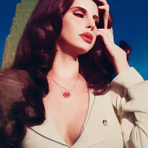 Image similar to lana del rey cosplaying as lana del rey, full body, highly detailed, film still, 8 k