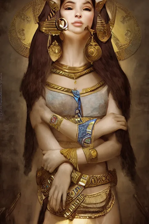 Image similar to portrait of the beautiful egyptian goddess, bastet, bast, woman / cat hybrid, soft torchlight in an egyptian tomb, digital art by ruan jia and mandy jurgens and artgerm and william - adolphe bouguereau, highly detailed, trending on artstation, award winning,