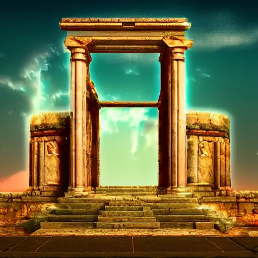 Image similar to ancient roman structure, epic retrowave art, trending on art station