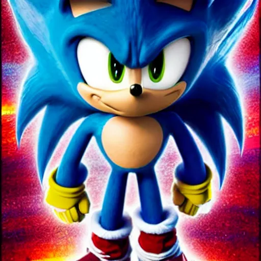 Image similar to super saiyan sonic movie poster, super saiyan, sonic the hedgehog